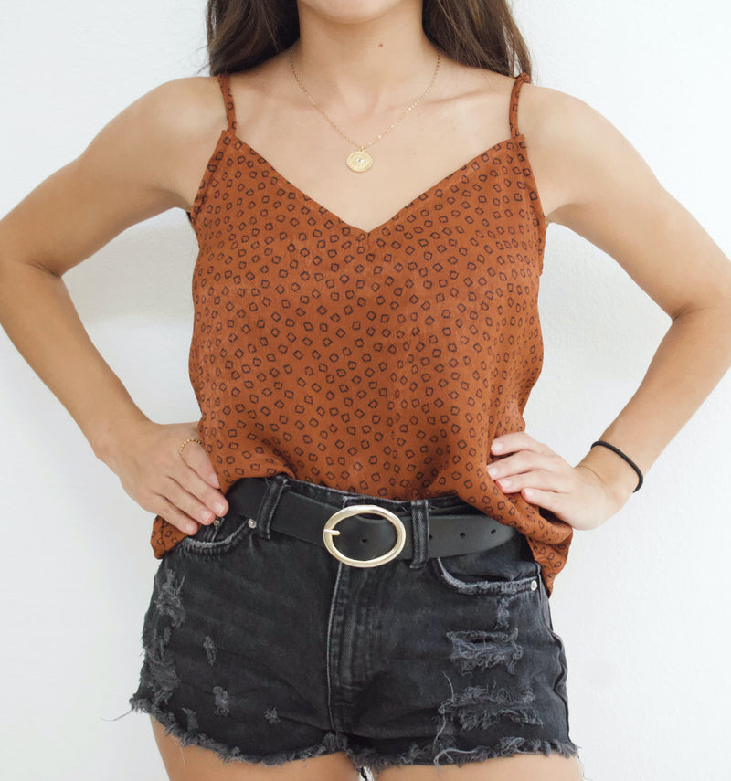 TOBACCO SATIN CAMI